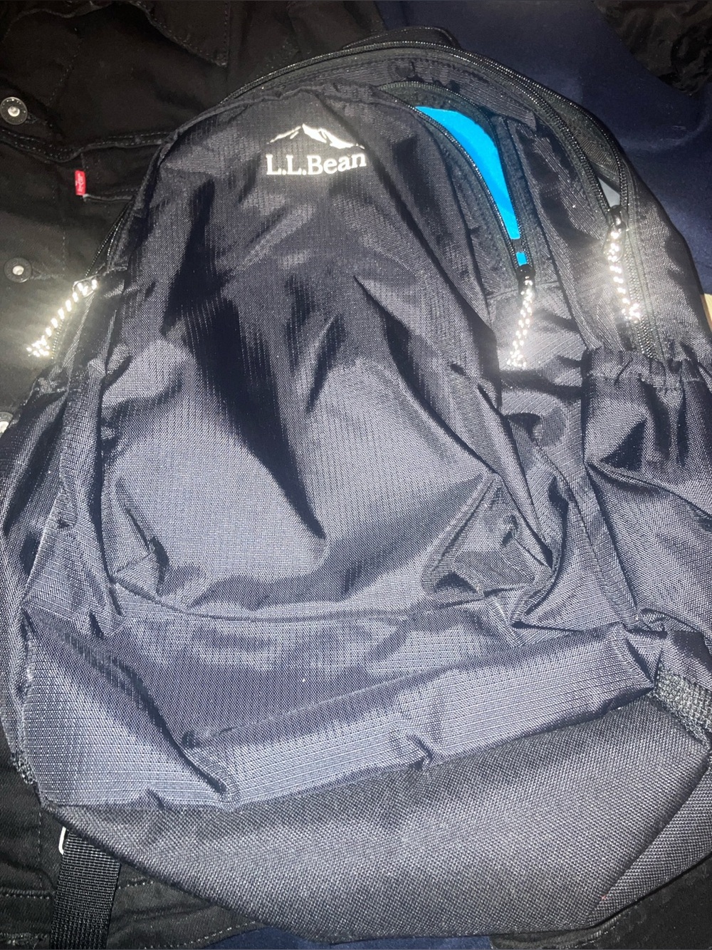 L.L. Bean Navy Black Backpack with Bright nwt Black Accent